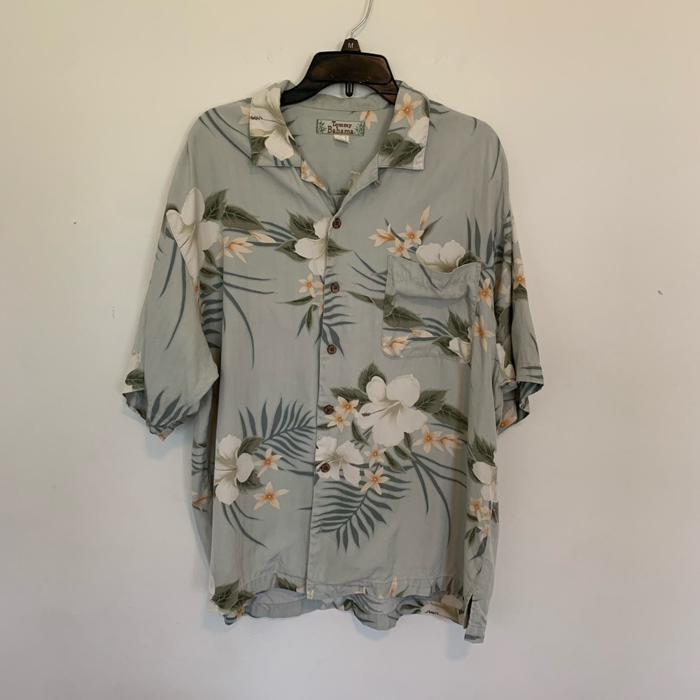 Men’s Tommy Bahama Silk Hawaiian Floral Button Down Shirt XL